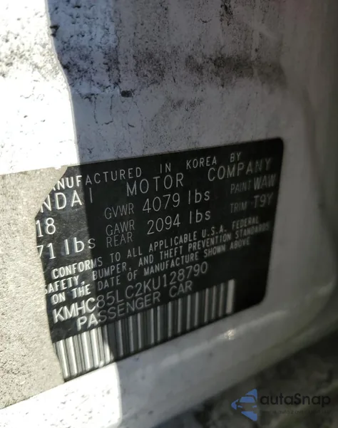 2019 Hyundai Ioniq Limited from USA, damaged, VIN KMHC85LC2KU128790
